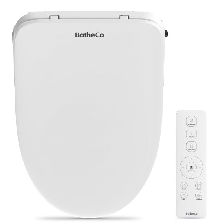 BatheCo Bidet Toilet Seat, Electric Heated Round Toilet Seat with 6-Level Heated Seat & Dryer, Self-Cleaning Nozzle, and Odor Control
