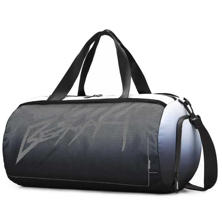 BE Smart Gym Sports Duffle Bag, Waterproof Gym Bags with Shoe Compartment, Lightweight Large Option for Overnight Workout Weekender Trip (Black Gradient, with Dry & Wet Pocket)