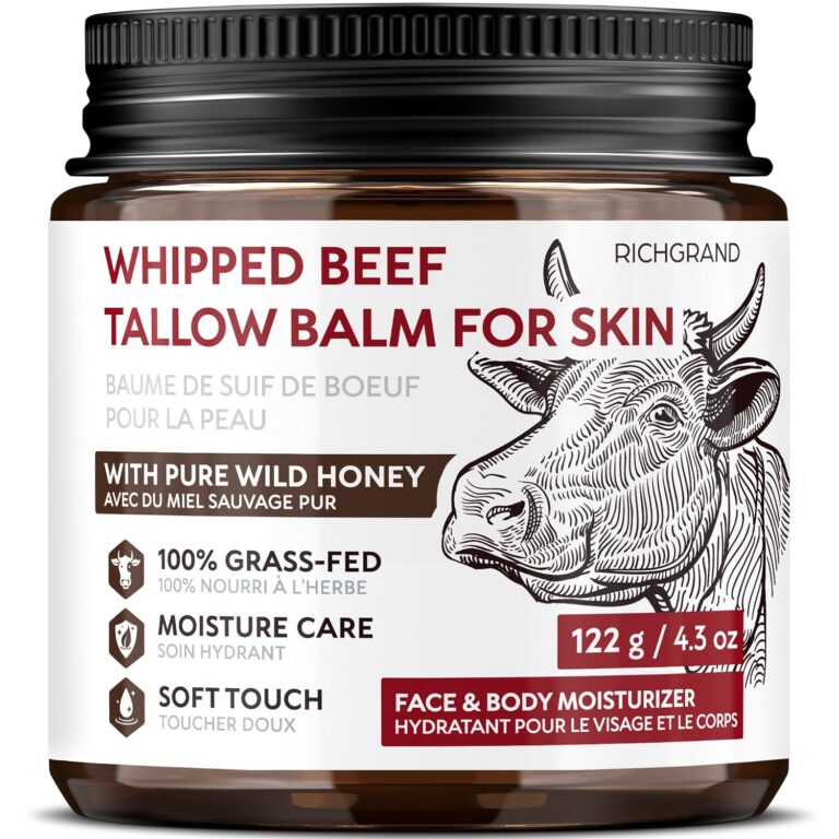 Beef Tallow Skincare - Tallow and Honey Balm - Grass-Fed Beef Tallow for Skin - Natural Face & Body Moisturizer for All Skin Types - Deep Hydration, Anti-Aging, Sensitive Skin Safe