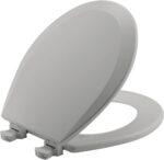 Bemis 500EC162 Molded Wood Round Toilet Seat with Easy Clean and Change Hinge, Silver