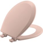 Bemis 500EC162 Molded Wood Round Toilet Seat with Easy Clean and Change Hinge, Silver