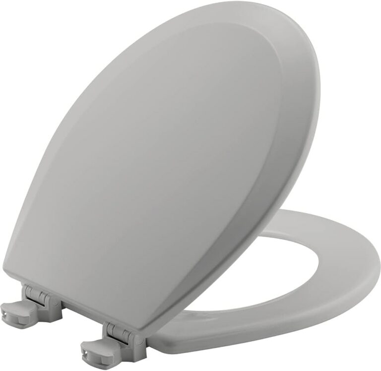 Bemis 500EC162 Molded Wood Round Toilet Seat with Easy Clean and Change Hinge, Silver