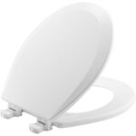 Bemis 500EC162 Molded Wood Round Toilet Seat with Easy Clean and Change Hinge, Silver