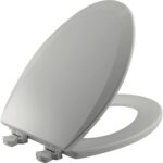 Bemis 500EC162 Molded Wood Round Toilet Seat with Easy Clean and Change Hinge, Silver