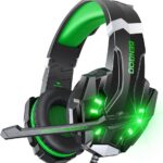 BENGOO G9000 Stereo Gaming Headset for PS4 PC Xbox One PS5 Controller, Noise Cancelling Over Ear Headphones with Mic, LED Light, Bass Surround, Soft Memory Earmuffs for Laptop...