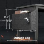 BEXEVUE Gaming Desk 47 inch with Power Outlet and LED Light, Computer Desk with Reversible Shelves and Storage Drawer, Small PC Desk for Home Office Table with Bag, Carbon Fiber