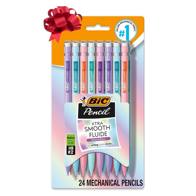 BIC Extra Smooth Pastel Mechanical Pencil, 0.7 mm Medium Point, Smooth and Dark Writing, 24-Count Pack
