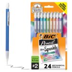 BIC Extra-Sparkle Mechanical Lead Pencil, Medium Point (0.7 mm), 24-Count (Pack of 1), Refillable Design for Long-Lasting Use, Blue, Green, Orange, Purple, Red