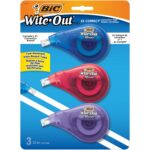 BIC Wite-Out Brand EZ Correct Correction Tape, Instant Drying and Tear-Resistant, 3-Count in White Tape