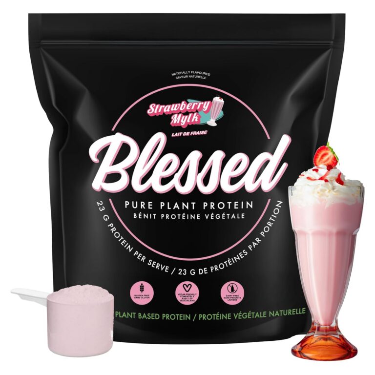 Blessed Vegan Protein Powder - Plant Based Protein Powder Meal Replacement Protein Shake, 23g of Pea Protein, Dairy Free, Gluten Free, No Sugar Added, 45 Servings (Strawberry Mylk)