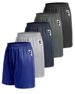 BOOJO 5 Pack Athletic Gym Mens Shorts - Workout Black Quick Dry Basketball Shorts with Pockets for Running Casual Activewear