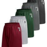 BOOJO 5 Pack Athletic Gym Mens Shorts - Workout Black Quick Dry Basketball Shorts with Pockets for Running Casual Activewear