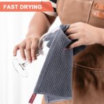 BOOMIBOO Cotton Kitchen Dish Towels, 12" x 12", 6 Pack, 100% Cotton Waffle Weave, Soft Absorbent, Black, Quick Drying Dish Towels