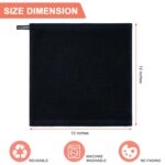 BOOMIBOO Cotton Kitchen Dish Towels, 12" x 12", 6 Pack, 100% Cotton Waffle Weave, Soft Absorbent, Black, Quick Drying Dish Towels