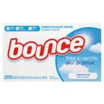 Bounce Dryer Sheets Free & Gentle, Unscented And Hypoallergenic For Sensitive Skin, 200 Count