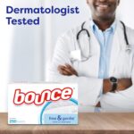 Bounce Dryer Sheets Free & Gentle, Unscented And Hypoallergenic For Sensitive Skin, 200 Count