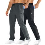 BROKIG Men's LightArmor Workout Sweatpants with Zip Pocket,UPF 50+ Stretch Joggers Men Track Pants for Gym Jogging
