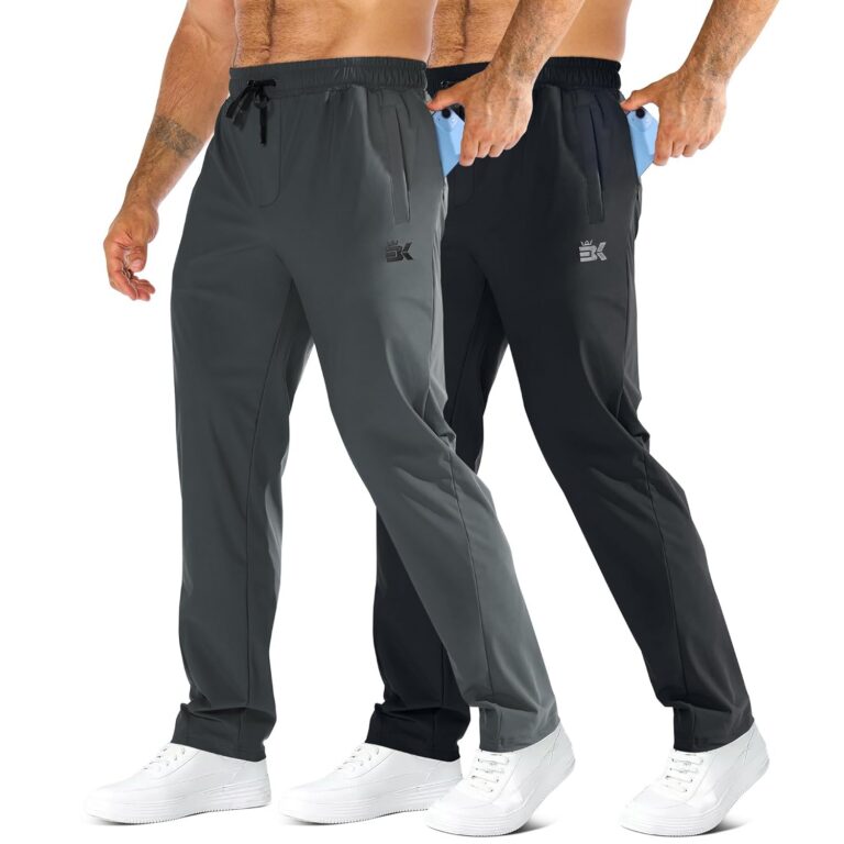 BROKIG Men's LightArmor Workout Sweatpants with Zip Pocket,UPF 50+ Stretch Joggers Men Track Pants for Gym Jogging