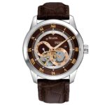 Bulova Classic Automatic Men's Stainless Steel with Brown Leather Strap, Silver-Tone (Model: 96A120)