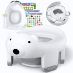 Bunwag Potty Training Toilet for Toddlers, 2 in 1 Potty Training Seat with Training Charts, Safety Locks & Polar Bear Design (12 Months+)