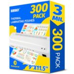 BURVAGY 300 Pack Laminating Sheets, 3 Mil, 9 x 11.5 Inches Thermal Laminating Pouches Lamination Sheet Paper for Laminator, Clear, Letter Size, Office and School Supplies