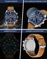 BY BENYAR Watches for Men Analog Quartz Chronograph 30M Waterproof Luminous Big Face Men's Wrist Watches Business Work Sport Casual Fashion Designer Dress Watch Elegant Gift for...