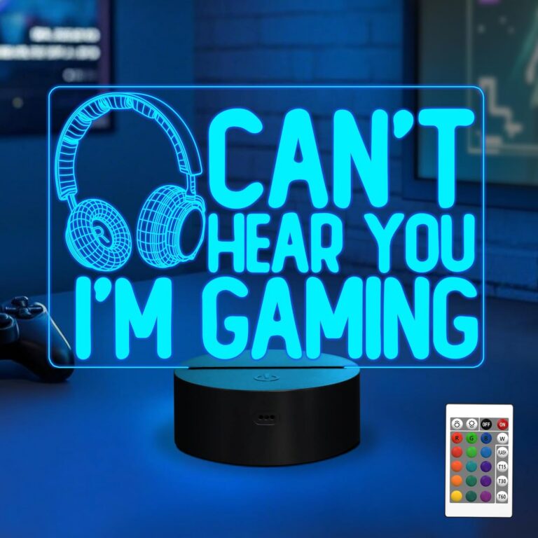 Can't Hear You I'm Gaming Night Light, YuanDian Headset Graphic Video Games Gamer Gift Funny 3D Illusion Lamp 16 Colors Changing Touch & Remote Control for Men Gamers Teenagers...