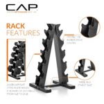 CAP Barbell Rubber Coated Dumbbell Weight Set with Vertical Rack | 150 lb, and 210 lb Options