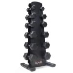 CAP Barbell Rubber Coated Dumbbell Weight Set with Vertical Rack | 150 lb, and 210 lb Options