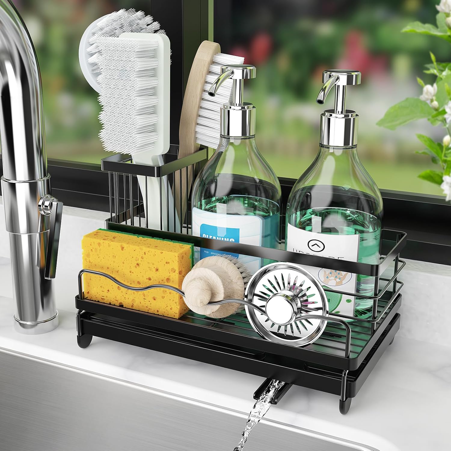 Cartilage Kitchen Sink Caddy Organizer,Large Capacity Sink Organizer with High Brush Holder,Sponge Holder for Kitchen Sink Dish Rack,RustProof 304 Stainless Steel with Auto... Cartilage Kitchen Sink Caddy Organizer,Large Capacity Sink Organizer with High Brush Holder,Sponge Holder for Kitchen Sink Dish Rack,RustProof 304 Stainless Steel with Auto...