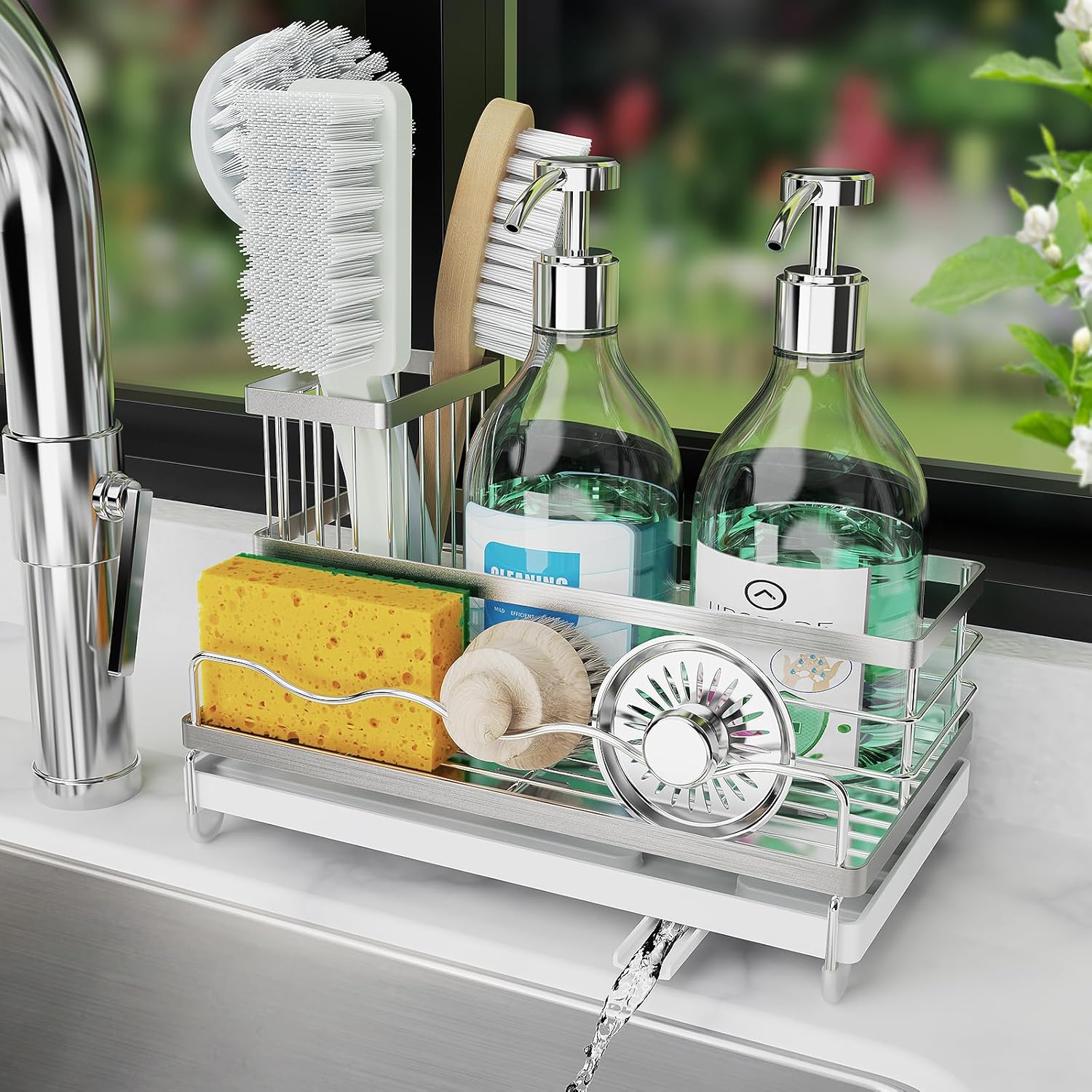 Cartilage Kitchen Sink Organizer,Large Capacity Sink Caddy Organizer with High Brush Holder,Sponge Holder for Kitchen Sink Dish Rack,RustProof 304 Stainless Steel with Auto... Cartilage Kitchen Sink Organizer,Large Capacity Sink Caddy Organizer with High Brush Holder,Sponge Holder for Kitchen Sink Dish Rack,RustProof 304 Stainless Steel with Auto...
