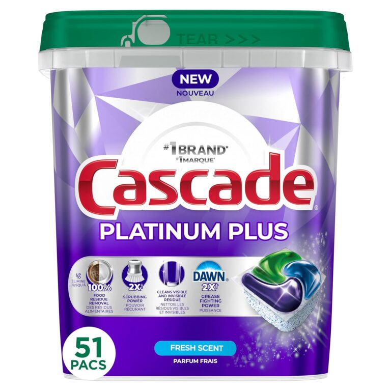 Cascade Platinum Plus Dishwasher Pods, Dishwasher Detergent, Dish Detergent Soap, Fresh, 51 Count