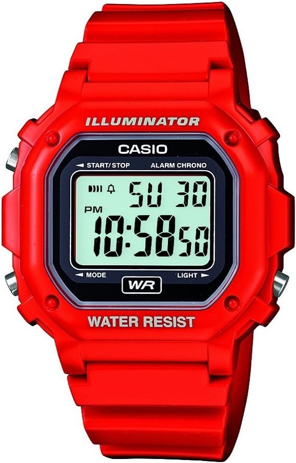Casio F-108WHC-4ACF Classic Red Stainless Steel Watch