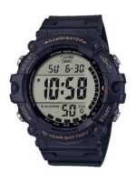 Casio Illuminator Extra Long Strap 10-Year Battery 100 M Water Resistant 5-Alarm w/Countdown Timer Men's Digital Watch, Black, AE-1500WHX-1AVCF, Black, Sport