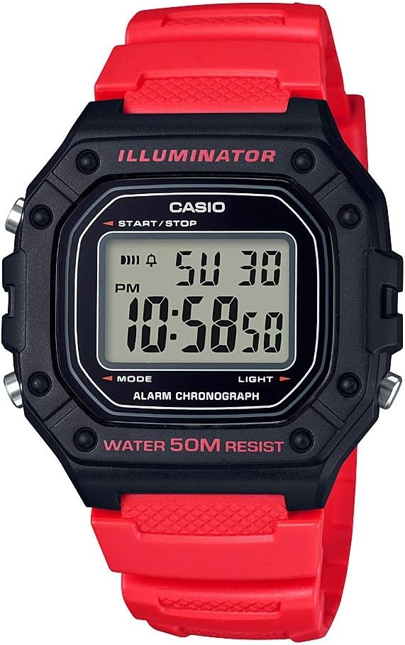 Casio Men's W-218H-4BVCF Classic Digital Display Quartz Red Watch