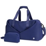 Ceneda 20" Gym Duffel Bag with Wet Pocket Shoes Compartment Portable Overnight Weekender Bag Travel Bag Yoga Bag for Women (Navy Blue)