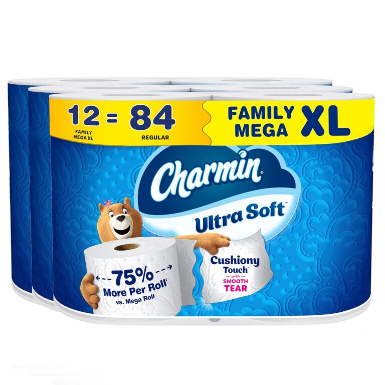 Charmin Toilet Paper Ultra Soft Cushiony Touch, 12 Family Mega XL Rolls = 84 Regular Rolls