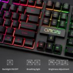 CHONCHOW Gaming LED Backlit Keyboard and Mouse Combo with Emitting Character Adjustable LED Backlight 3200 DPI USB Mouse Multimedia Keys Mechanical Feel for PC Resberry Pi Mac...