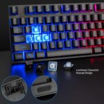 CHONCHOW Gaming LED Backlit Keyboard and Mouse Combo with Emitting Character Adjustable LED Backlight 3200 DPI USB Mouse Multimedia Keys Mechanical Feel for PC Resberry Pi Mac...