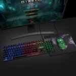 CHONCHOW Gaming LED Backlit Keyboard and Mouse Combo with Emitting Character Adjustable LED Backlight 3200 DPI USB Mouse Multimedia Keys Mechanical Feel for PC Resberry Pi Mac...