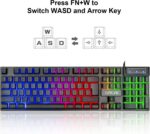 CHONCHOW Gaming LED Backlit Keyboard and Mouse Combo with Emitting Character Adjustable LED Backlight 3200 DPI USB Mouse Multimedia Keys Mechanical Feel for PC Resberry Pi Mac...