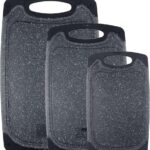 Chopping Board Set,3PCS Plastic Chopping Boards for Kitchen Non-Slip Cutting Boards with Grip Handle Juice Grooves Grinding Groove Large Chopping Boards for Meat Vegetables...