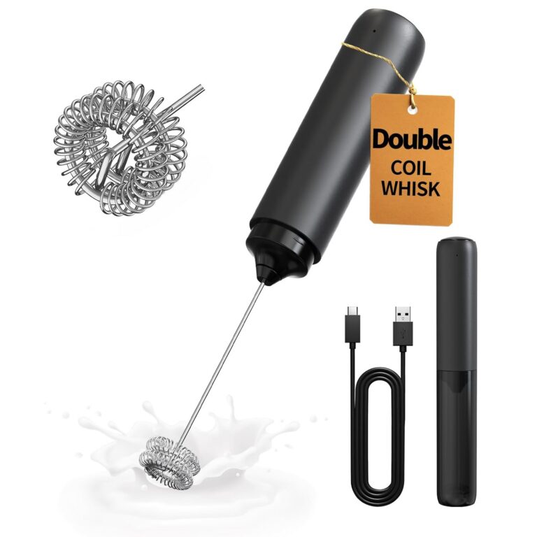 CIRCLE JOY Electric Milk Frother Handheld, Rechargeable Coffee Frother with Dual Spring Whisk, Portable Hand Frother Wand Drink Mixer for Coffee, Hot Chocolate, Cappuccino,...