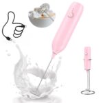 CIRCLE JOY Milk Frother Handheld with Stainless Steel Stand Rechargeable Milk Foamer Electric Mini Drink Mixer with Whisk for Coffee, Cappuccino, Lattes, Frappe, Matcha and Hot...