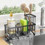 Cisily Kitchen Sink Caddy Organzier with High Brush Holder, Sponge Holder for Sink, 304 Rustproof Stainless, Kitchen Countertop Soap Dispenser Organizer, Kitchen Decor and...