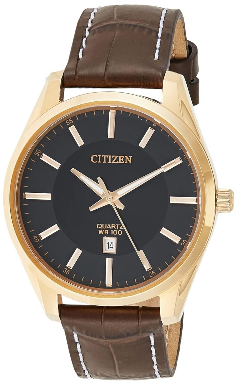 Citizen Quartz Men's Watch, Stainless Steel with Leather strap, Casual, Brown (Model: BI1033-04E)