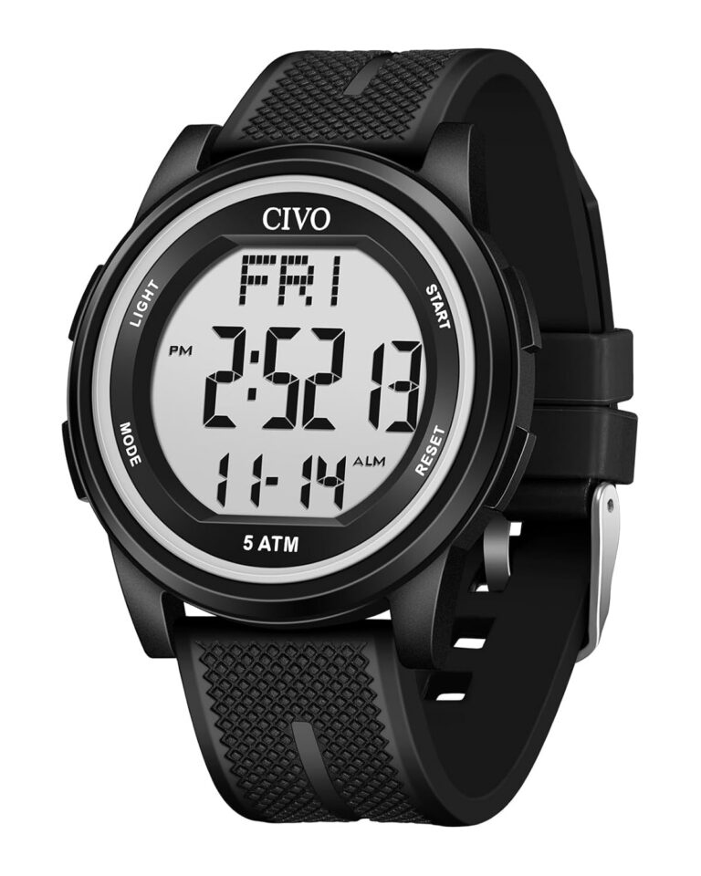 CIVO Digital Watch Men Black: Sport Waterproof Silicone Strap Dual Time Alarm Date Wrist Watches for Women - Gifts for Men Women Fashion Casual