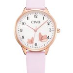 CIVO Womens Watch, Womens Wrist Watches Waterproof Analog Quartz Watch Leather Strap Fashion Simple Elegant Ladies Watches for Women Dress