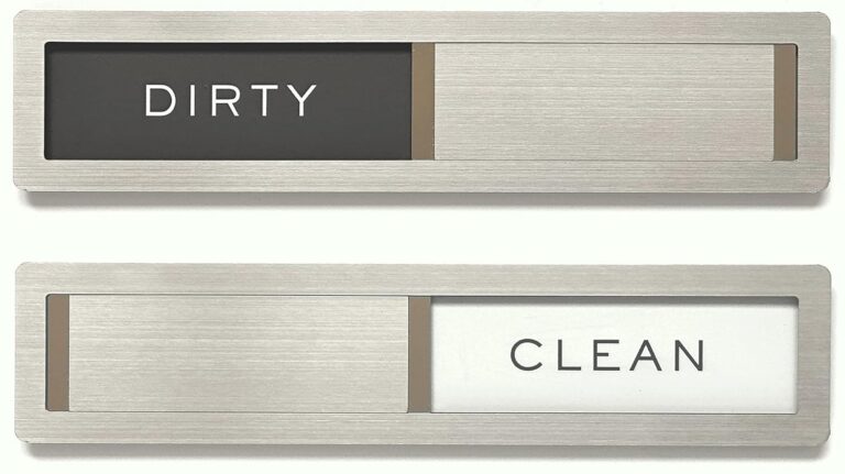 Clean Dirty Dishwasher Magnet Sign, Kitchen Gadget for Apartment Essentials & Wedding Registry Gifts - Kubik Letters Premium Stainless Steel Grade 304 - Extra Adhesive tapes...