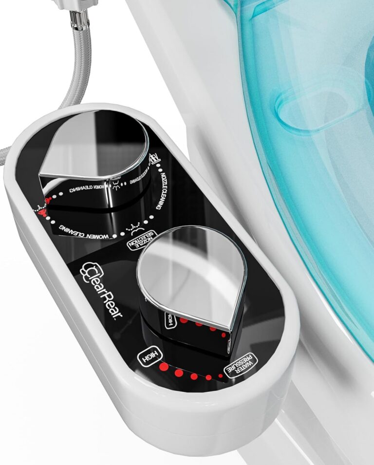 Clear Rear Bidet Attachment for Toilet – Toilet Bidet with Dual Self-Cleaning Nozzles, Adjustable Spray Pressure, Easy Installation, Hygienic Bathroom Accessory